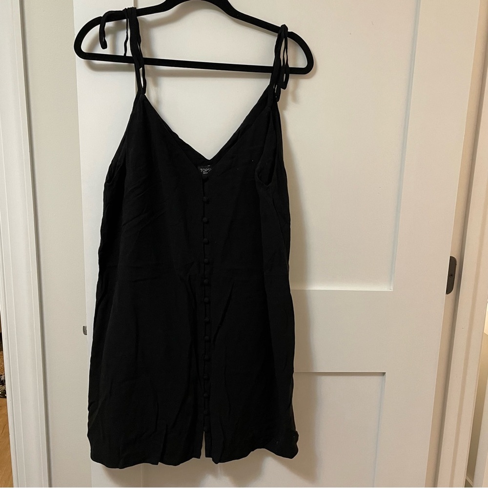 Button down tie shoulder slip dress